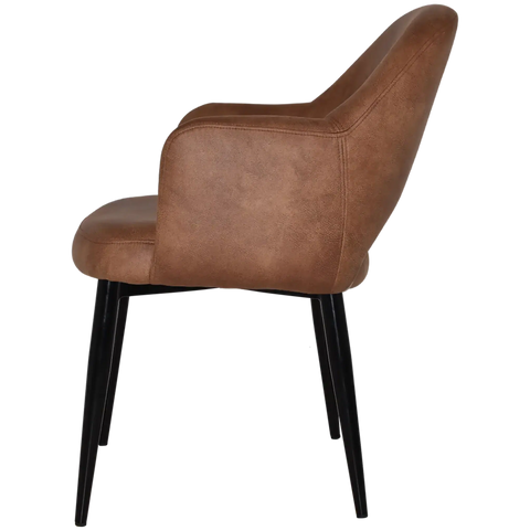 Mulberry Armchair Black Metal 4 Leg With Eastwood Tan Shell, Viewed From Side