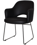 Mulberry Armchair Black Sled Base With Black Vinyl Shell, Viewed From Front
