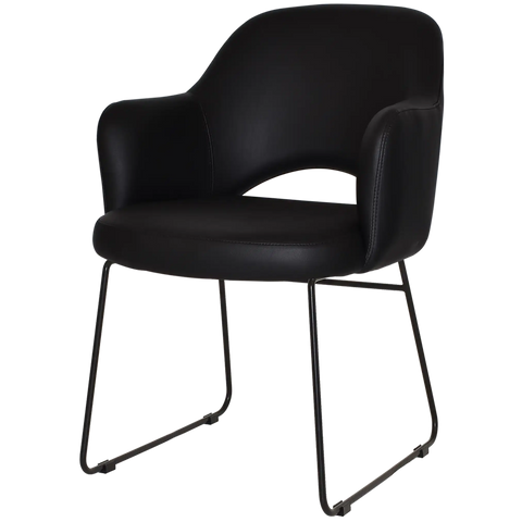 Mulberry Armchair Black Sled Base With Black Vinyl Shell, Viewed From Front