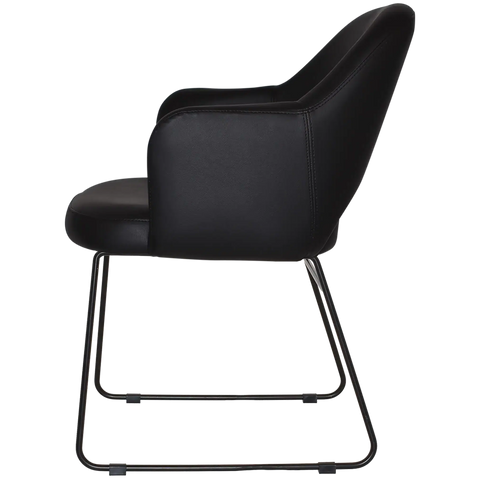 Mulberry Armchair Black Sled Base With Black Vinyl Shell, Viewed From Side