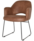 Mulberry Armchair Black Sled Base With Eastwood Tan Shell, Viewed From Front