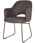 Mulberry Armchair Black Sled With Charcoal Vinyl Shell, Viewed From Angle