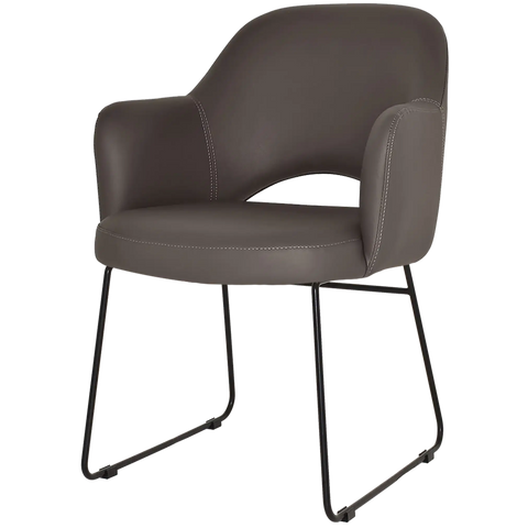 Mulberry Armchair Black Sled With Charcoal Vinyl Shell, Viewed From Angle