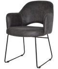 Mulberry Armchair Black Sled With Eastwood Slate Shell, Viewed From Angle