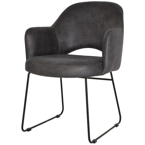 Mulberry Armchair Black Sled With Eastwood Slate Shell, Viewed From Angle