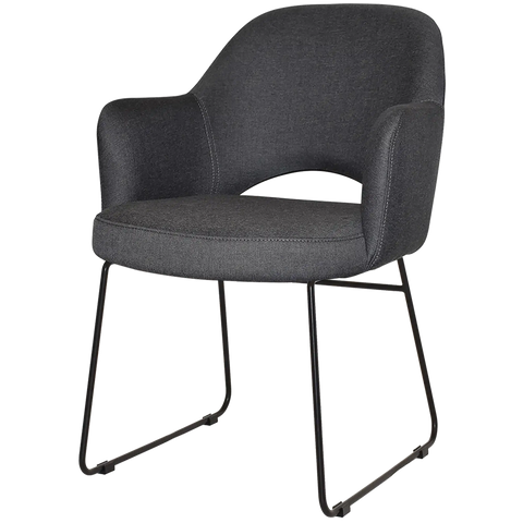 Mulberry Armchair Black Sled With Gravity Slate Shell, Viewed From Angle