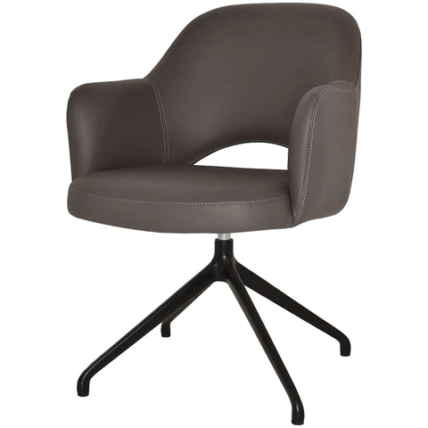Mulberry Armchair Black Trestle With Charcoal Vinyl Shell, Viewed From Front Angle