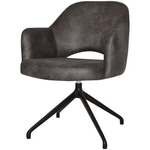 Mulberry Armchair Black Trestle With Eastwood Slate Shell, Viewed From Front Angle