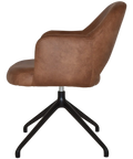 Mulberry Armchair Black Trestle With Eastwood Tan Shell, Viewed From Side