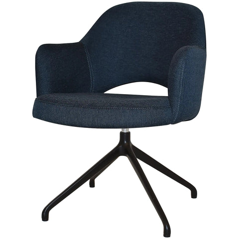 Mulberry Armchair Black Trestle With Gravity Navy Shell, Viewed From Front Angle
