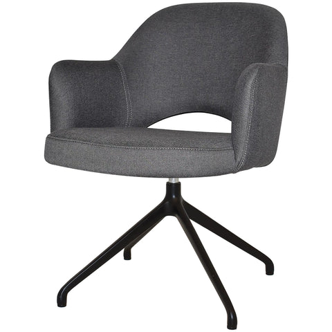 Mulberry Armchair Black Trestle With Gravity Slate Shell, Viewed From Front Angle