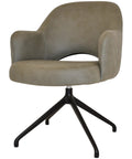 Mulberry Armchair Black Trestle With Pelle Benito Sage Shell, Viewed From Front Angle