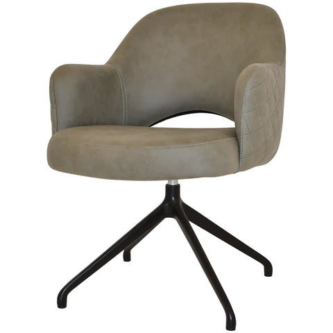 Mulberry Armchair Black Trestle With Pelle Benito Sage Shell, Viewed From Front Angle