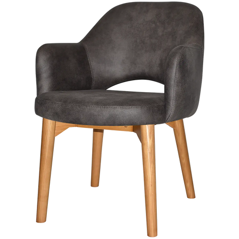 Mulberry Armchair Light Oak Timber 4 Leg With Eastwood Slate Shell, Viewed From Angle