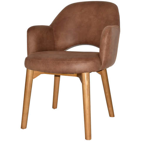 Mulberry Armchair Light Oak Timber 4 Leg With Eastwood Tan Shell, Viewed From Angle