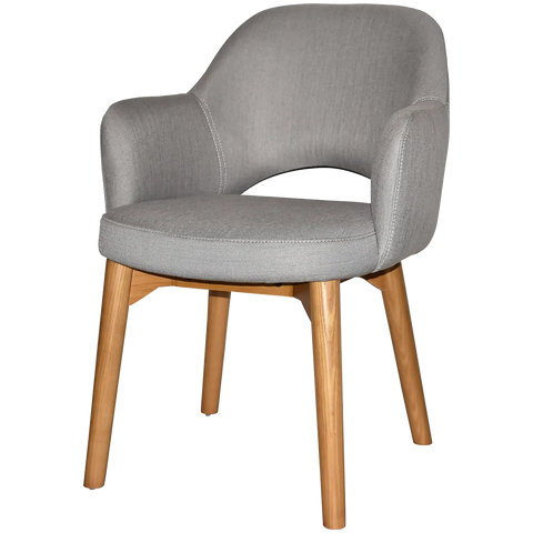 Mulberry Armchair Light Oak Timber 4 Leg With Gravity Steel Shell, Viewed From Angle