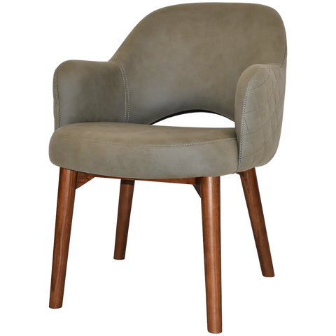 Mulberry Armchair Light Walnut Timber 4 Leg With Pelle Benito Sage Shell, Viewed From Angle