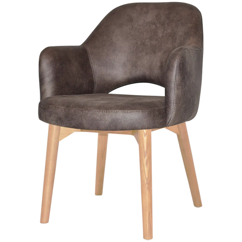 Mulberry Armchair Natural Timber 4 Leg With Eastwood Donkey Shell, Viewed From Angle