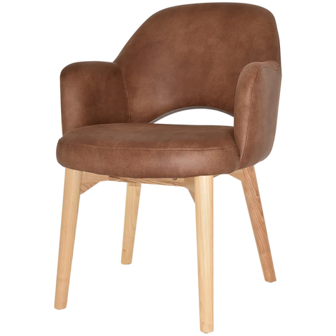 Mulberry Armchair Natural Timber 4 Leg With Eastwood Tan Shell, Viewed From Angle
