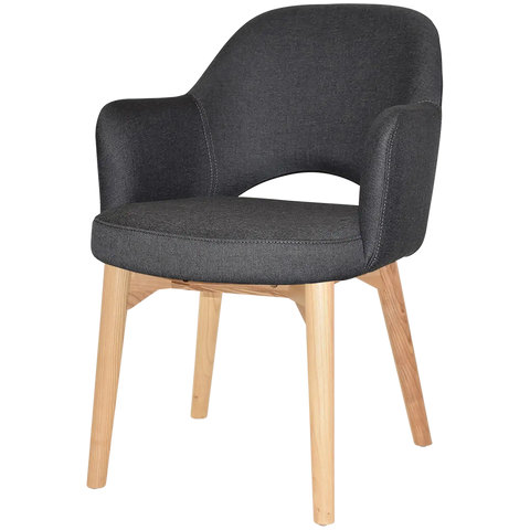 Mulberry Armchair Natural Timber 4 Leg With Gravity Slate Shell, Viewed From Angle