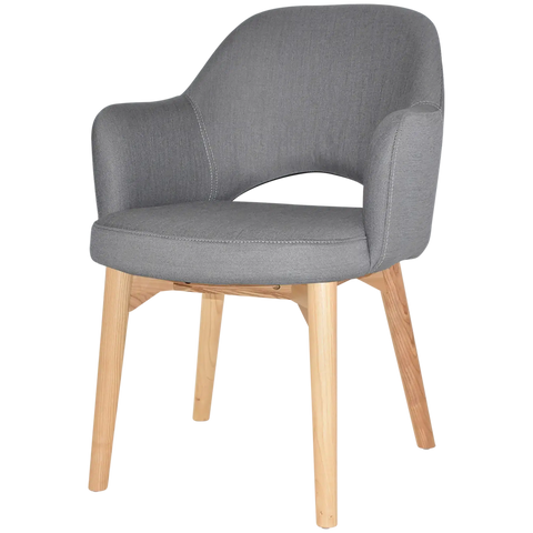 Mulberry Armchair Natural Timber 4 Leg With Gravity Steel Shell, Viewed From Angle