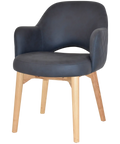Mulberry Armchair Natural Timber 4 Leg With Pelle Benito Navy Shell, Viewed From Angle