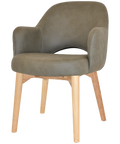 Mulberry Armchair Natural Timber 4 Leg With Pelle Benito Sage Shell, Viewed From Angle