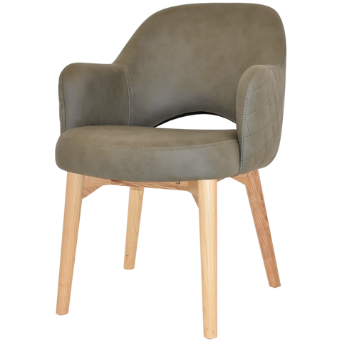 Mulberry Armchair Natural Timber 4 Leg With Pelle Benito Sage Shell, Viewed From Angle