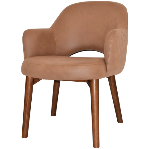 Mulberry Armchair Walnut Timber 4 Leg With Pelle Benito Tan Shell, Viewed From Front