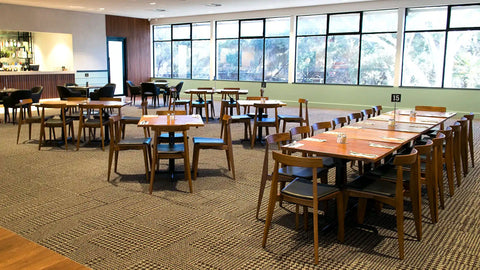 Mulberry Armchairs With Walnut Table Tops And Carlita Table Bases And Zoltan Chairs At The Bridgeway Hotel