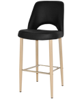Mulberry Bar Stool Birch Metal 4 Leg With Black Vinyl Shellack Metal 4 Leg With, Viewed From Angle