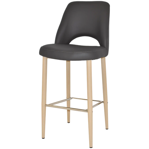 Mulberry Bar Stool Birch Metal 4 Leg With Charcoal Vinyl Shell, Viewed From Angle