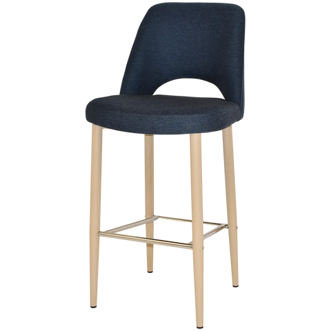 Mulberry Bar Stool Birch Metal 4 Leg With Gravity Navy Shell, Viewed From Angle