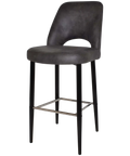 Mulberry Bar Stool Black Metal 4 Leg With Eastwood Slate Shell, Viewed From Angle