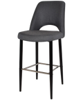 Mulberry Bar Stool Black Metal 4 Leg With Gravity Slate Shell, Viewed From Angle