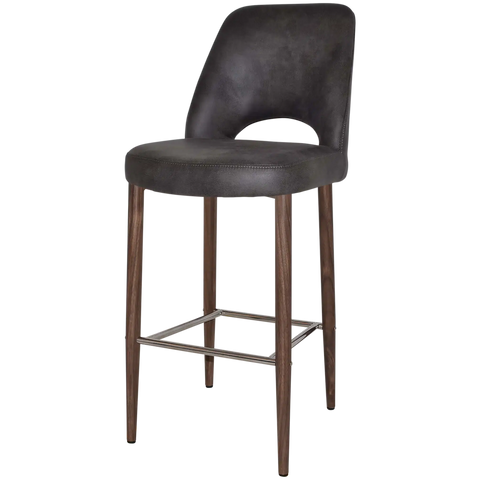 Mulberry Bar Stool Light Walnut Metal 4 Leg With Eastwood Slate Shell, Viewed From Angle