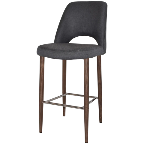 Mulberry Bar Stool Light Walnut Metal 4 Leg With Gravity Slate Shell, Viewed From Angle