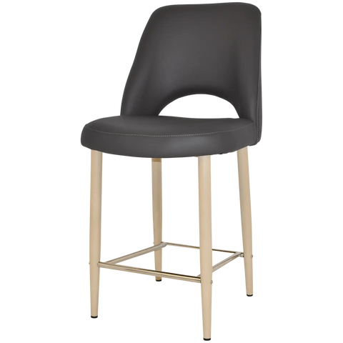 Mulberry Counter Stool Birch Metal 4 Leg With Charcoal Vinyl Shell, Viewed From Angle