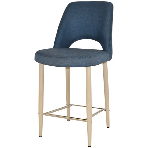 Mulberry Counter Stool Birch Metal 4 Leg With Gravity Denim Shell, Viewed From Angle