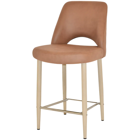 Mulberry Counter Stool Birch Metal 4 Leg With Pelle Benito Tan Shell, Viewed From Angle