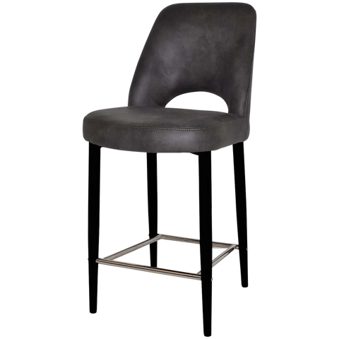 Mulberry Counter Stool Black Metal 4 Leg With Eastwood Slate Shell, Viewed From Angle