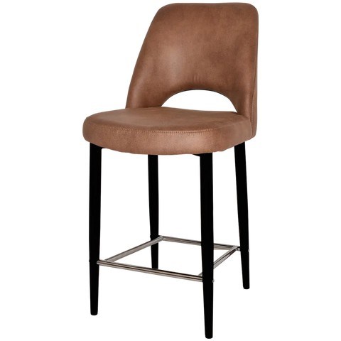 Mulberry Counter Stool Black Metal 4 Leg With Eastwood Tan Shell, Viewed From Angle