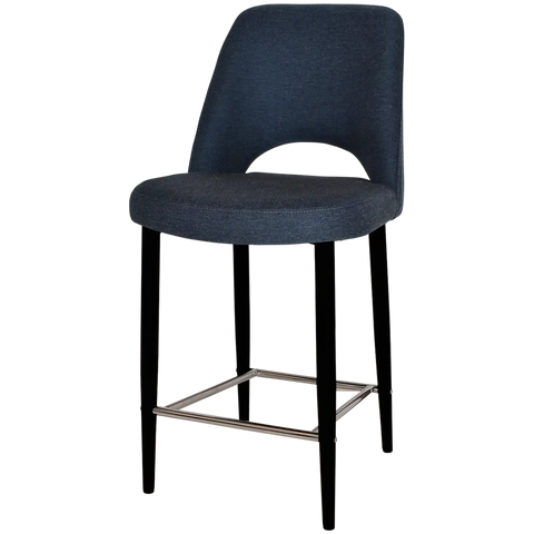 Mulberry Counter Stool Black Metal 4 Leg With Gravity Navy Shell, Viewed From Angle