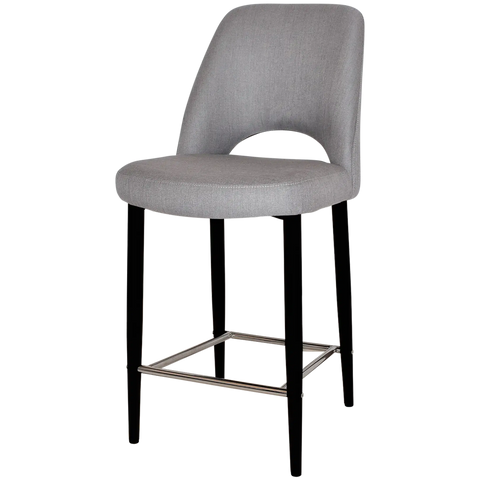 Mulberry Counter Stool Black Metal 4 Leg With Gravity Steel Shell, Viewed From Angle