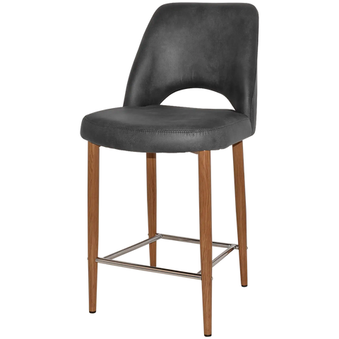 Mulberry Counter Stool Light Oak Metal 4 Leg With Eastwood Slate Shell, Viewed From Angle