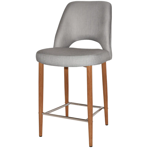 Mulberry Counter Stool Light Oak Metal 4 Leg With Gravity Steel Shell, Viewed From Angle