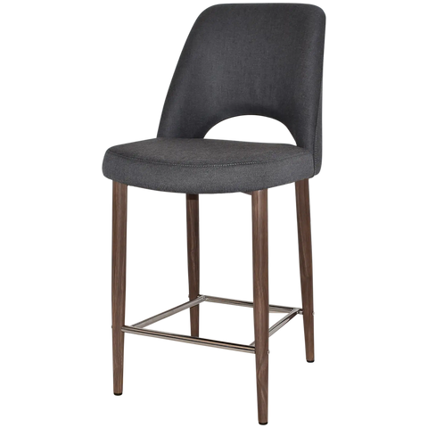 Mulberry Counter Stool Light Walnut Metal 4 Leg With Gravity Slate Shell, Viewed From Angle