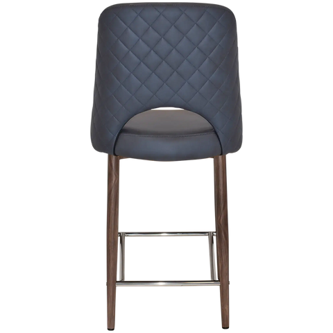 Mulberry Counter Stool Light Walnut Metal 4 Leg With Pelle Benito Navy Shell, Viewed From Back