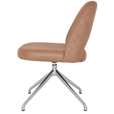 Mulberry Side Chair Aluminium Trestle With Pelle Benito Tan Shell, Viewed From Side