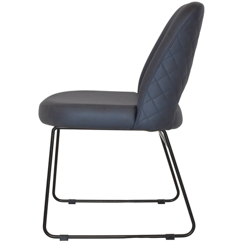 Mulberry Side Chair Black Sled Base With Pelle Benito Navy Shell, Viewed From Side